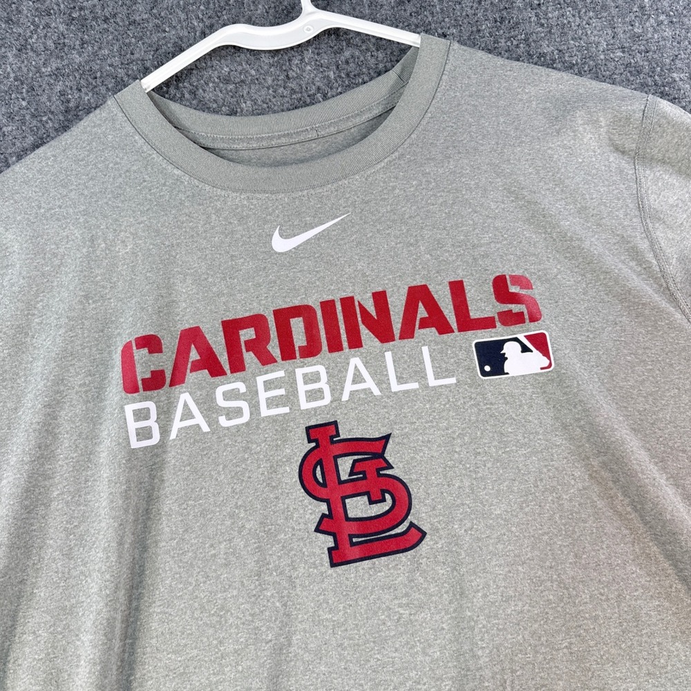 Nike Mens St Louis Cardinals MLB Dri-Fit T-Shirt Gray Large Authentic Collection